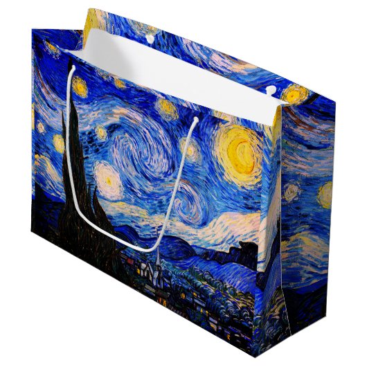 Starry Night von Vincent Van Gogh Große Geschenktüte (Vorderseite Schrägansicht)