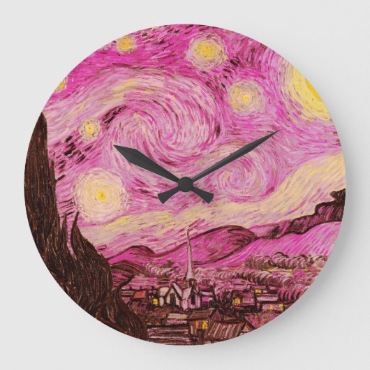 Starry Night von Vincent Van Gogh Große Wanduhr (Vorderseite)