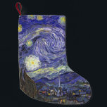 Starry Night von Vincent van Gogh Kleiner Weihnachtsstrumpf<br><div class="desc">Starry Night by Vincent van Gogh ist ein Vintages, kunstvolles Post-Impressionismus Landschaft Stadtbild mit Blick auf Saint Remy, Frankreich aus van Gogh Asyl. Der Nachthimmel wirbelt mit Wolken und leuchtendem Halbmond und strahlenden Sternen über dem malerischen Dorf. Starry Night ist wahrscheinlich van Goghs berühmteste Gemälde und wurde während des Tages...</div>