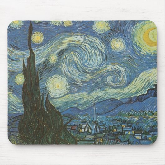 Starry Night von Vincent Van Gogh Mousepad (Vorne)