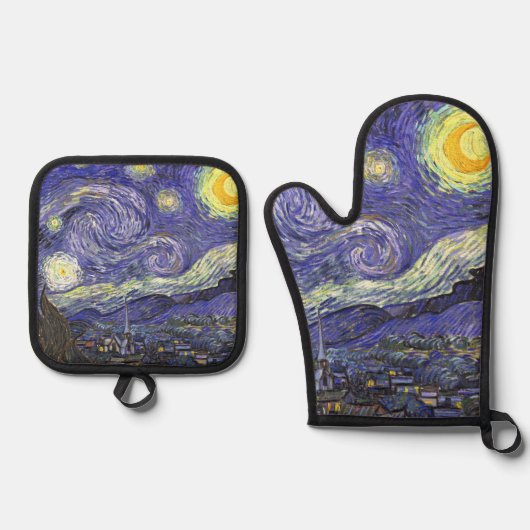 Starry Night von Vincent van Gogh Ofenhandschuh & Topflappen-Set (Vorderseite)
