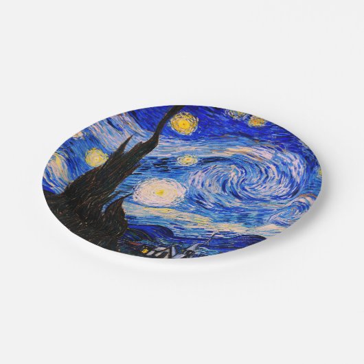 Starry Night von Vincent Van Gogh Pappteller (Schrägansicht)