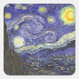 Starry Night von Vincent van Gogh Quadratischer Aufkleber