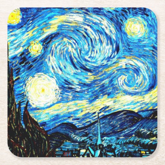 Starry Night von Vincent van Gogh Rechteckiger Pappuntersetzer (Vorderseite)