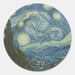 Starry Night von Vincent Van Gogh Runder Aufkleber