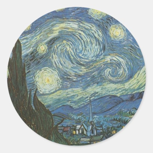 Starry Night von Vincent Van Gogh Runder Aufkleber (Vorderseite)