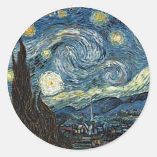 Starry Night von Vincent Van Gogh Runder Aufkleber