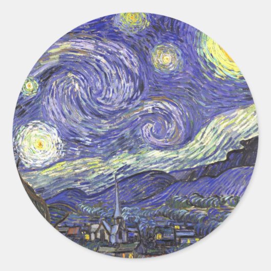 Starry Night von Vincent van Gogh Runder Aufkleber (Vorderseite)