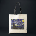 Starry Night von Vincent van Gogh Tragetasche<br><div class="desc">Starry Night by Vincent van Gogh ist ein Vintages, kunstvolles Post-Impressionismus Landschaft Stadtbild mit Blick auf Saint Remy, Frankreich aus van Gogh Asyl. Der Nachthimmel wirbelt mit Wolken und leuchtendem Halbmond und strahlenden Sternen über dem malerischen Dorf. Starry Night ist wahrscheinlich van Goghs berühmteste Gemälde und wurde während des Tages...</div>
