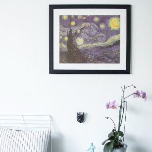 Starry Night von Vincent van Gogh, Vintage Kunst Poster