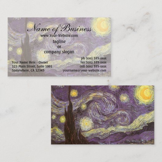 Starry Night von Vincent van Gogh Visitenkarte (Vorne/Hinten)