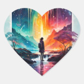 Starry Night Wanderlust: Ein Whimsisches Abenteuer Herz-Aufkleber (Vorderseite)