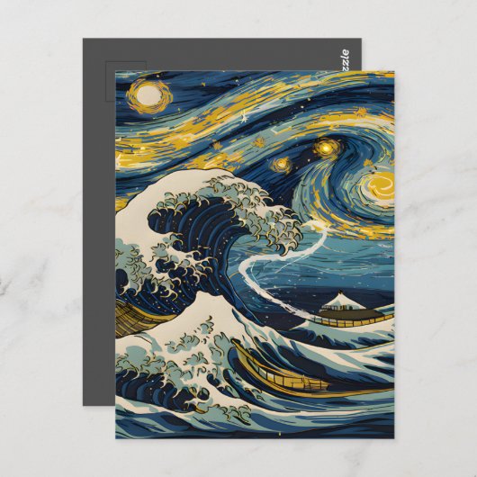 Starry Night Wave Postkarte (Vorne/Hinten)