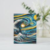 Starry Night Wave Postkarte (Stehend Vorderseite)