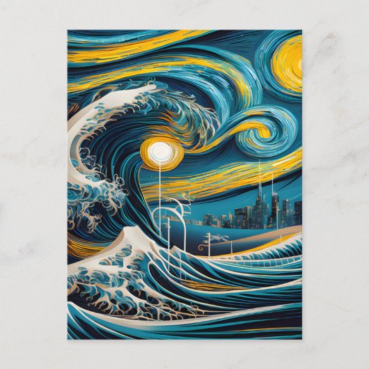 Starry Night Wave Postkarte (Vorderseite)