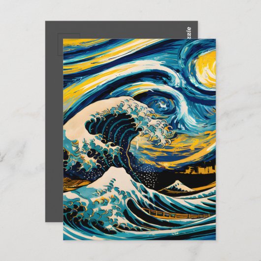 Starry Night Wave Postkarte (Vorne/Hinten)