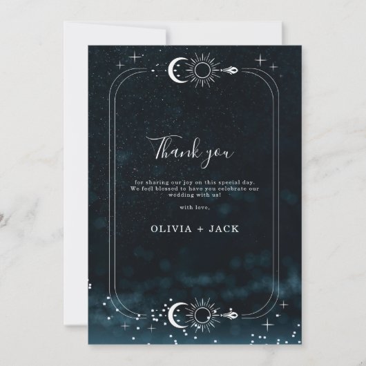 Starry Night Wedding Celestial Danke Karte (Vorderseite)