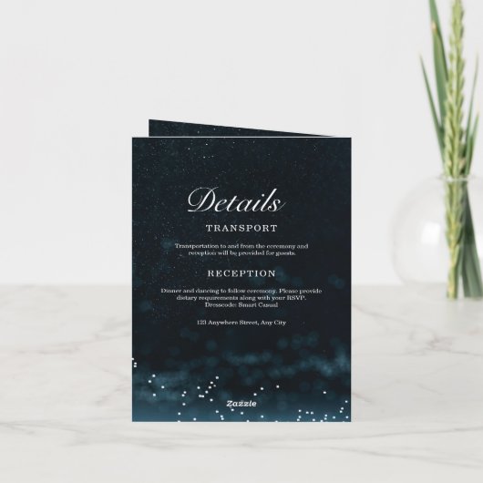 Starry Night Wedding Celestial Night Sky Einladung (Rückseite)