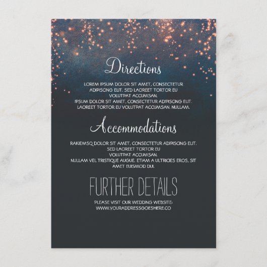 Starry Night Wedding Guest Information Begleitkarte (Vorderseite)