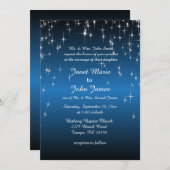 Starry Night Wedding in Color | Metallic Blue Einladung (Vorne/Hinten)