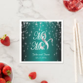 Starry Night Wedding in Color | Metallisch Aquamar Serviette (Beispiel)