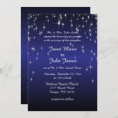Starry Night Wedding in Dark Blue Einladung (Vorne/Hinten)