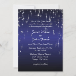 Starry Night Wedding in Dark Blue Einladung