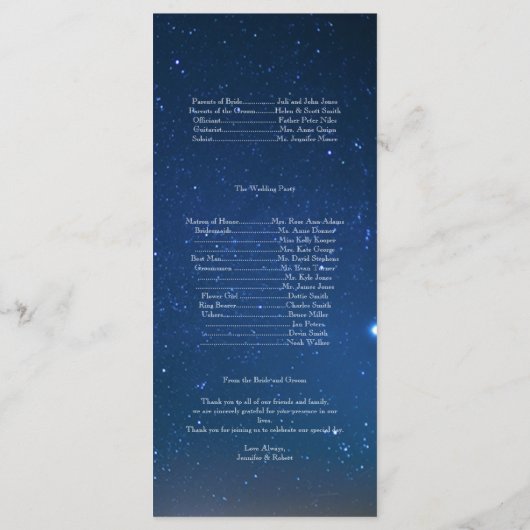 Starry Night Wedding Program Programm (Rückseite)