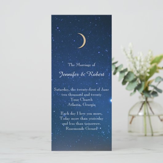 Starry Night Wedding Program Programm (Stehend Vorderseite)