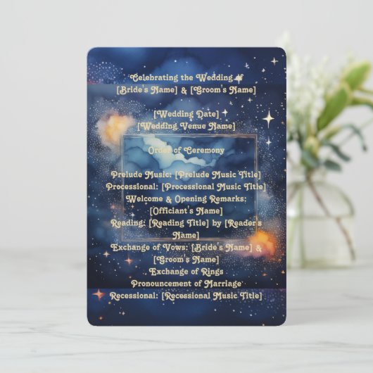 Starry Night Wedding Program Programm (Stehend Vorderseite)