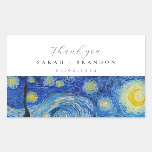 Starry Night Wedding Rechtecksticker Rechteckiger Aufkleber (Vorderseite)