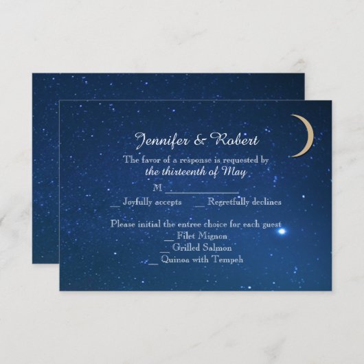 Starry Night Wedding Response Card RSVP Karte (Vorne/Hinten)