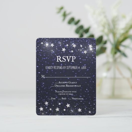 Starry Night Wedding RSVP Card (Stehend Vorderseite)