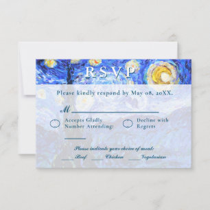 Starry Night Wedding RSVP Custom Invite Cards Einladung