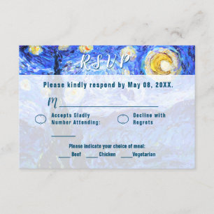 Starry Night Wedding RSVP Custom Invite Cards Einladung