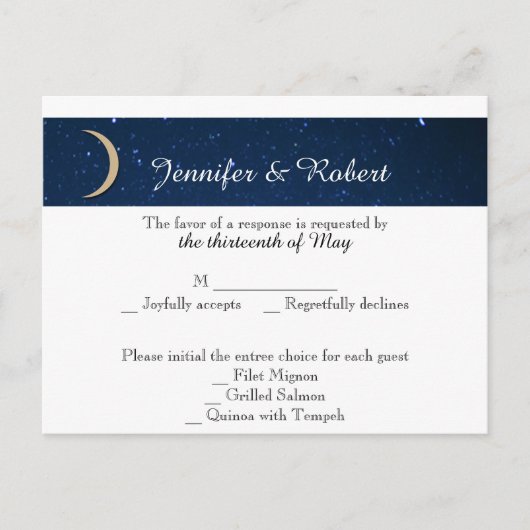 Starry Night Wedding RSVP Postcard Einladungspostkarte (Vorderseite)