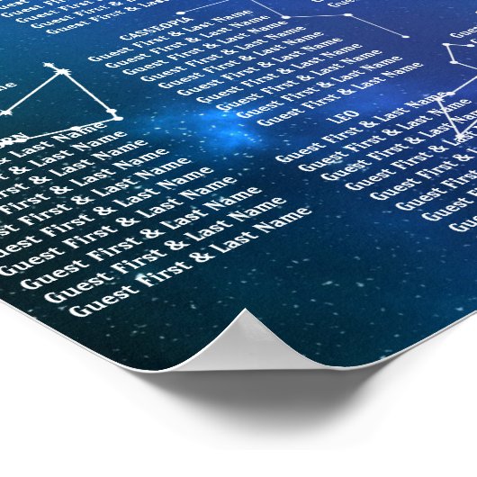 Starry Night Wedding Table Poster (Ecke)