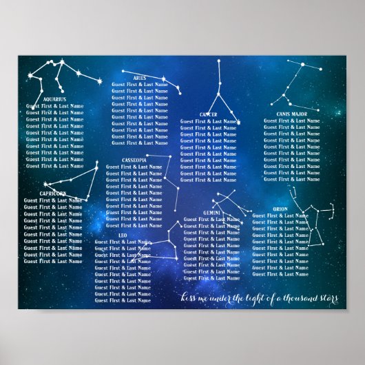 Starry Night Wedding Table Poster (Vorne)