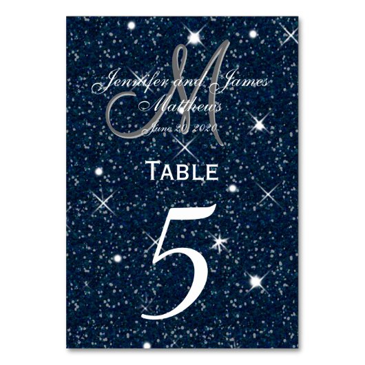 Starry Night Wedding Tischnummer Card (Rückseite)