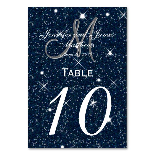Starry Night Wedding Tischnummer Card (Rückseite)
