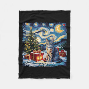 Starry Night Weihnachten Nicht-Pedigreed Cat Van G Fleecedecke