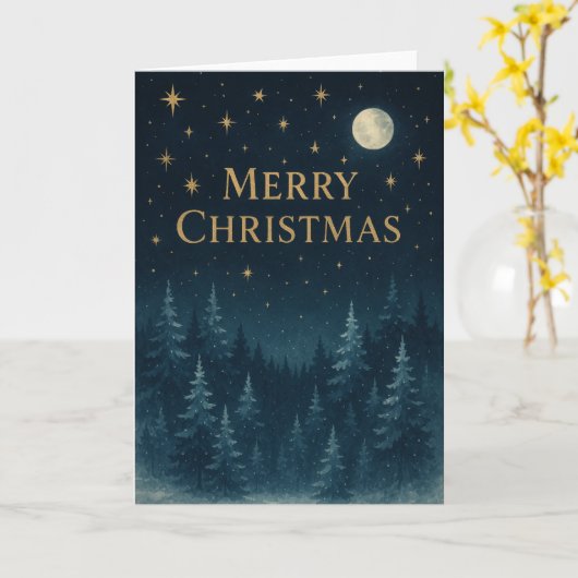 Starry Night Weihnachtskarte Karte (Gelbe Blume)