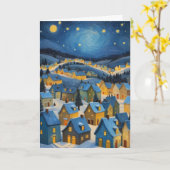 Starry Night Weihnachtskarte mit benutzerdefiniert Karte (Gelbe Blume)