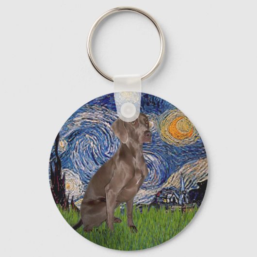 Starry Night - Weimaraner (Z) Schlüsselanhänger (Vorderseite)