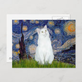 Starry Night - Weiße Katze Postkarte (Vorne/Hinten)