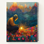 Starry Night Welder - Kosmische Schweißkunst Notizblock (Rückseite)