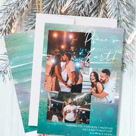 Starry Night Weltfrieden 3 Foto Collage Green Feiertagskarte