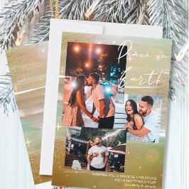 Starry Night Weltfrieden 3 FotoCollage Gold Feiertagskarte