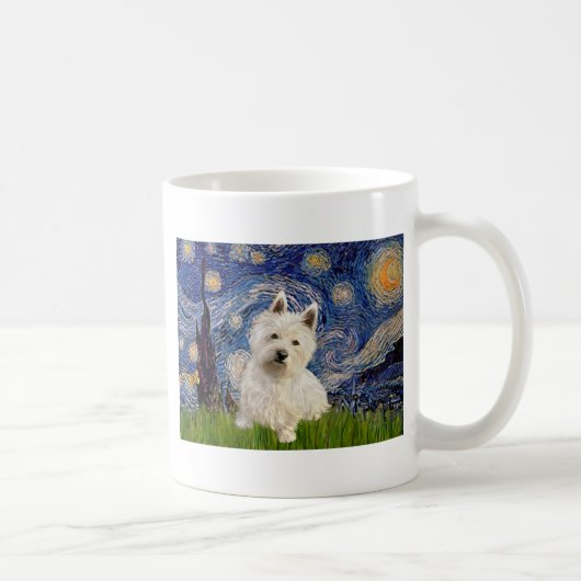 Starry Night - Westie 1 Kaffeetasse (Rechts)