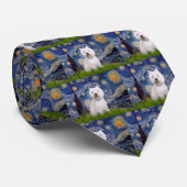 Starry Night - Westie 2 Krawatte (Gerollt)